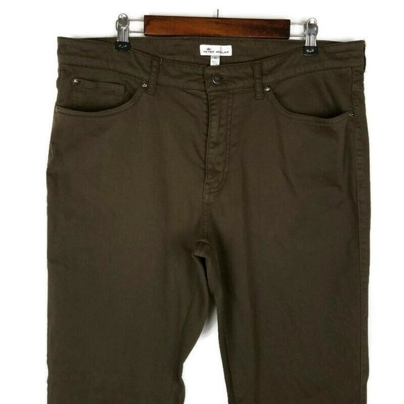 Peter Millar Mens Pants Size 36 Brown Soft Mid Rise Straight Leg Jeans Stretch - Picture 3 of 9